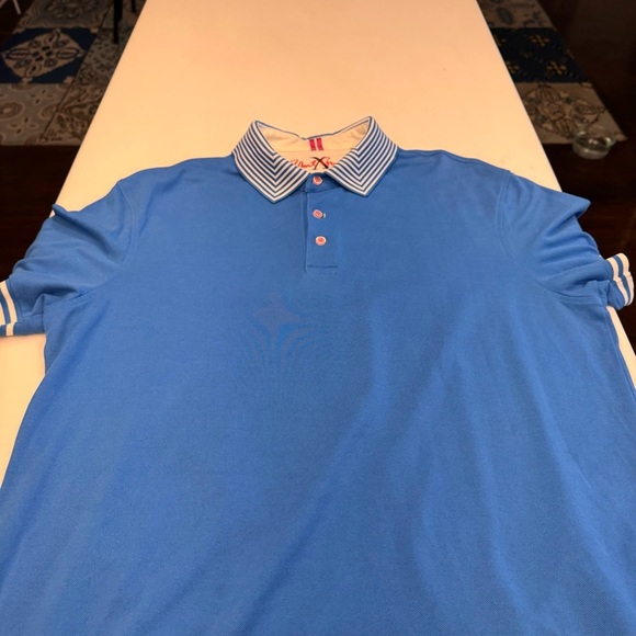 Robert Graham Mens Tailored Fit Polo Shirt Blue White Accents Size 2XL - Picture 8 of 13